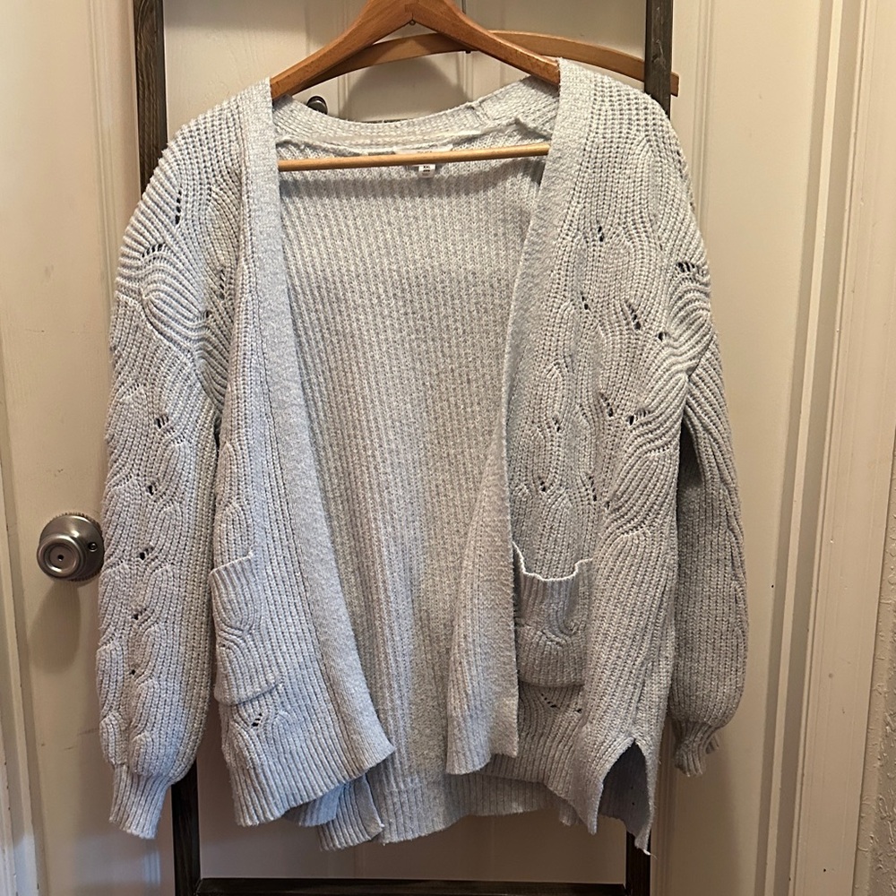 Time and Tru Light Blue Open-Front Cardigan